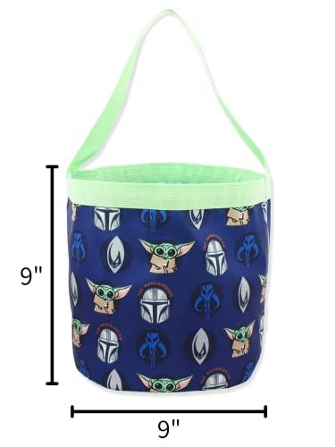 Collapsible Nylon Basket Tote Bag - Mandalorian Yoda (One Size, Blue)