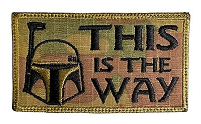 This is The Way Mandalorian Boba Fett Helmet OCP Funny Tactical Military Morale Embroidered Patch - Hook Fastener Backing (Camouflage)