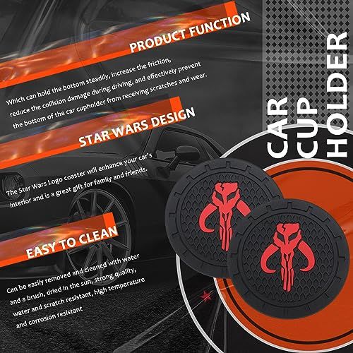 Cup Holder Coaster Inserts, 2Pcs - Compatible with Mandalorian Car Accessories