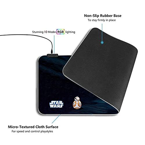 Mandalorian Yoda Blue Death Star Gaming Mouse Pad, Large Oversized Glowing Led, Non-Slip