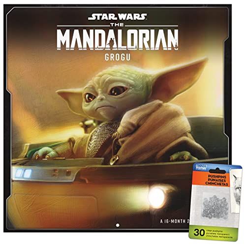 2024 Wall Calendar The Mandalorian Grogu & Push Pins