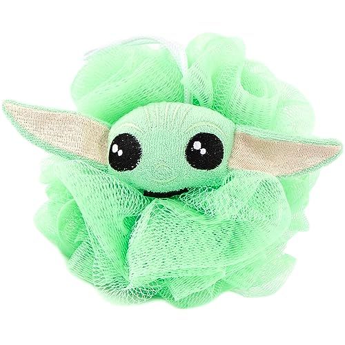 2-Piece Bathroom Set - Grogu’s Galaxy Shower Curtain & Baby Yoda Loofah Body Scrubber, The Mandalorian