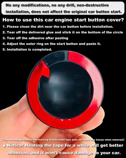 Mando Mandalorian Car Start Button Cover - Titanium Black, Anti-Scratch, Ignition Decoration Ring