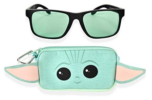 Mandalorian Baby Yoda Boys Sunglasses with Kids Glasses Case - Protective Toddler Sunglasses