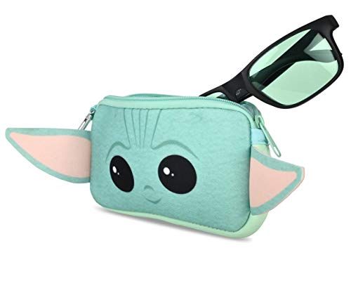 Mandalorian Baby Yoda Boys Sunglasses with Kids Glasses Case - Protective Toddler Sunglasses