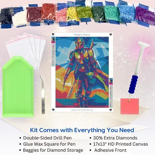 Diamond Painting Kit, The Mandalorian Baby Yoda, 5d Disney Crafts for Adults