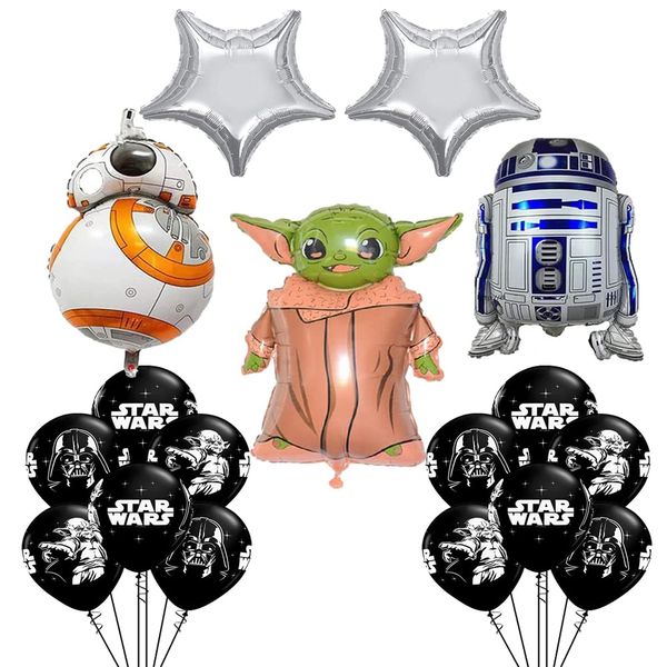 19 Pcs Balloon Set, Mandalorian Child Birthday Party Decorations, Foil Film