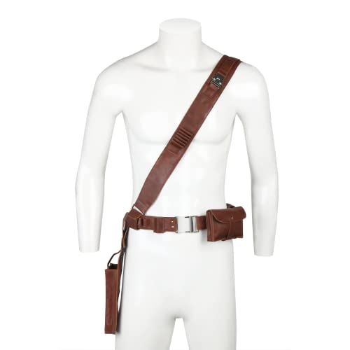 Mandalorian Belt with Holster - Brown PU Leather Cosplay Costume Prop for Men, Small