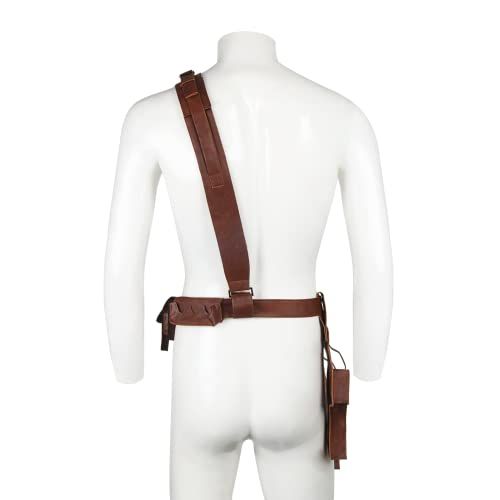 Mandalorian Belt with Holster - Brown PU Leather Cosplay Costume Prop for Men, Small