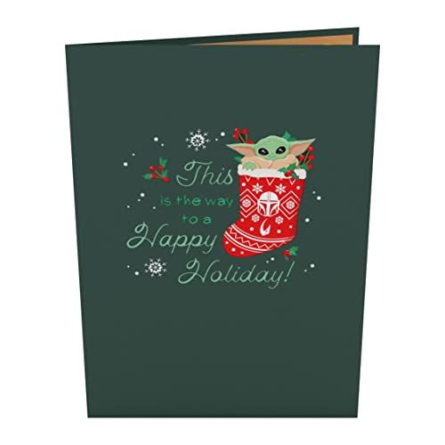 Grogu Happy Holidays PopUp Xmas Card Handcrafted 3D, The Mandalorian, 5 x 7