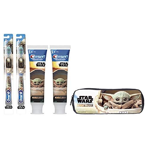 OralB Kids The Mandalorian Gift Set - 2 Manual Toothbrushes and 2 4.2 oz Standup Tube Toothpaste