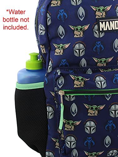 Mandalorian Baby Yoda Boy's Girl's Adult 16 Inch School Backpack (One Size, Blue/Green)
