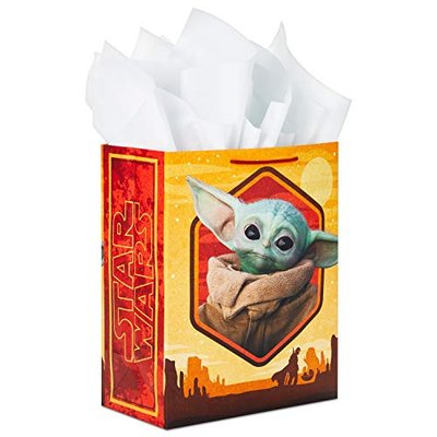 HALLMARK Large Gift Bag 13" with Tissue Paper, Baby Yoda The Mandalorian, for Various Occasions