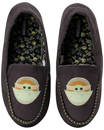 Mens' Mandalorian Slippers 3D Baby Yoda Plush Fuzzy Moccasin Slippers (Shoe Size 7-14), Size 11-12, Baby Yoda