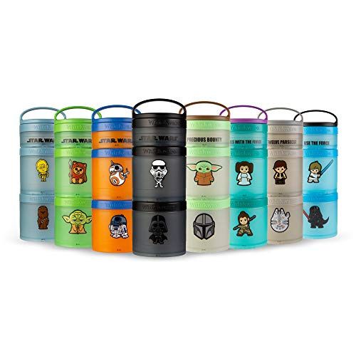 Stackable Snack Containers, 3 Cups for School/Travel, Baby Yoda Grogu and The Mandalorian Helmet