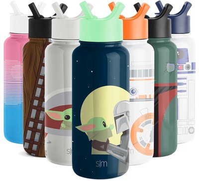 Water Bottle with Straw Lid - Vacuum Insulated Stainless Steel Metal Thermos, Summit Collection, 32oz Moonlit, Mandalorian