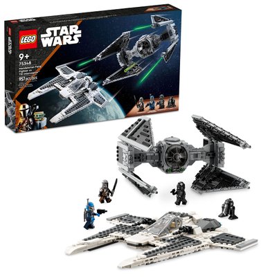 Mandalorian Fang Fighter vs TIE Interceptor Toy Set 75348 for Ages 9+
