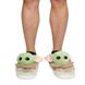 3D Grogu Character Head Adult Green & Brown Plush Slippers - XL