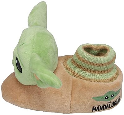 Baby Yoda Toddler Slippers - The Mandalorian Grogu Fullbody Socktop, Green (Toddler Size 5/6)