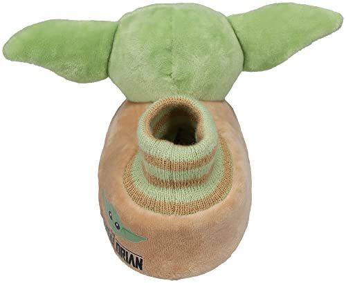 Baby Yoda Toddler Slippers - The Mandalorian Grogu Fullbody Socktop, Green (Toddler Size 5/6)