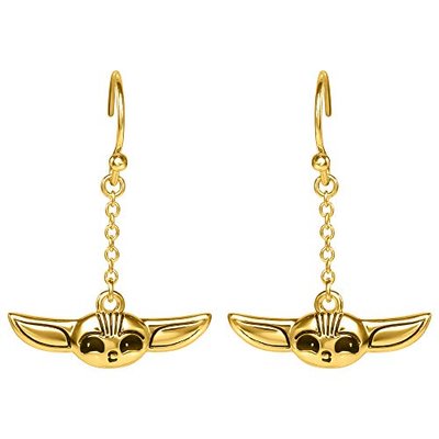 Grogu Gold Plated Dangle Earrings - Official License, The Mandalorian