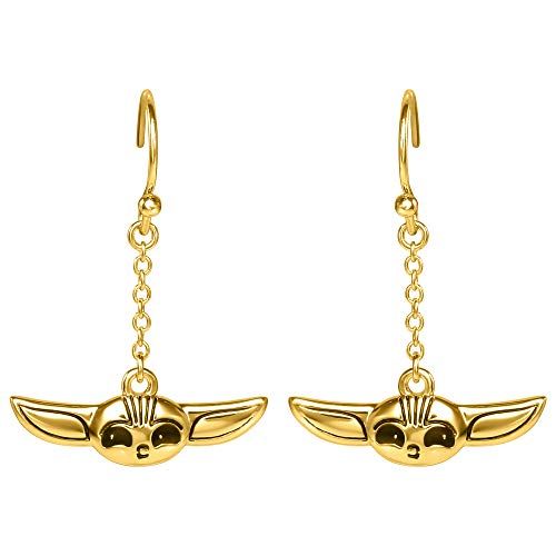 Grogu Gold Plated Dangle Earrings - Official License, The Mandalorian