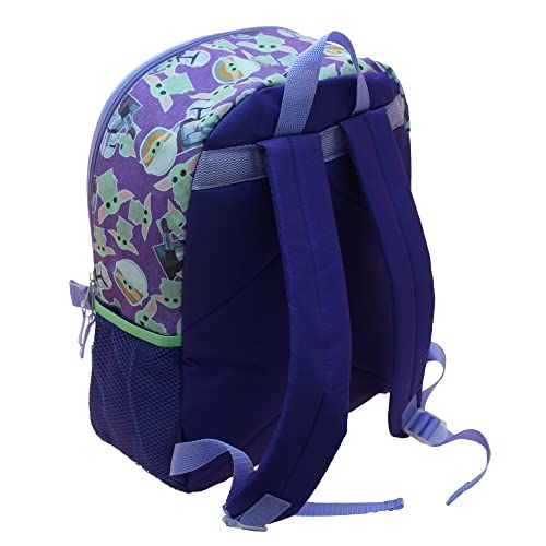 Baby Yoda Girls' 4 Piece Backpack Set, The Mandalorian, Purple