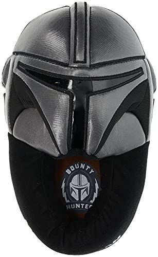 Boys Mandalorian Slipper Full Body Mando Helmet Grey/Black Size 12-13