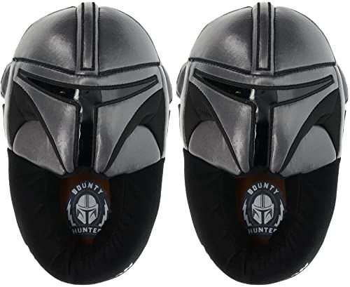 Boys Mandalorian Slipper Full Body Mando Helmet Grey/Black Size 12-13