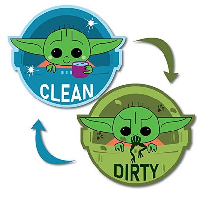 Baby Yoda Waterproof Dishwasher Magnet, Double Sided Clean Dirty Sign, Mandalorian Kitchen Accessory