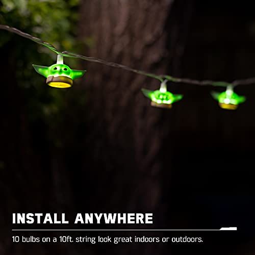 Baby Yoda LED String Lights - The Mandalorian, 10 Feet, Indoor/Outdoor