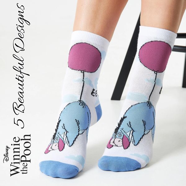 Women's Stitch Socks The Mandalorian, Mickey Minnie Mouse, Princess Eeyore, Calf Length (Blue Eeyore)