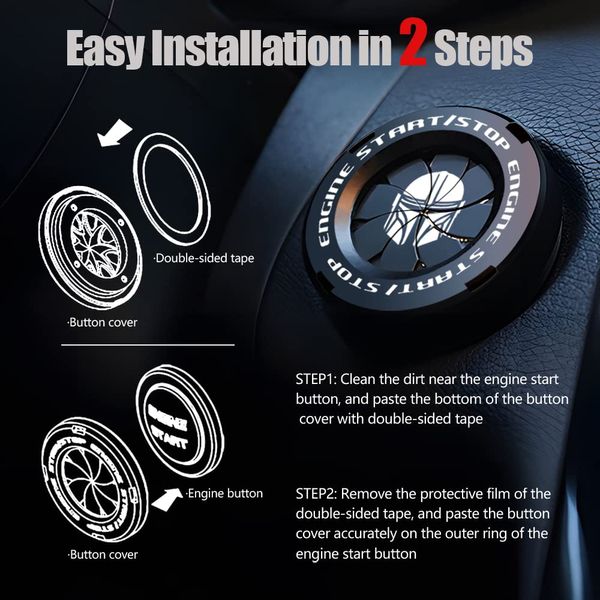 Rotary Push Start Button Cover, Mandalorian Car Accessories, Black