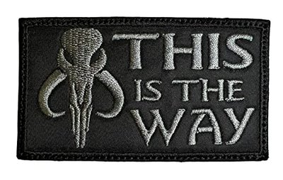 Tactical Military Morale Embroidered Patch - "This Is The Way" Mandalorian Boba Fett Bounty Hunter Patch with Black Background