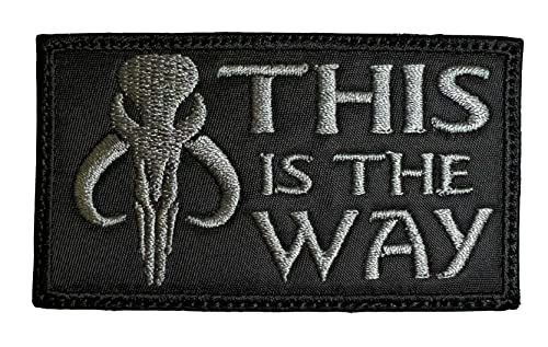 Tactical Military Morale Embroidered Patch - "This Is The Way" Mandalorian Boba Fett Bounty Hunter Patch with Black Background