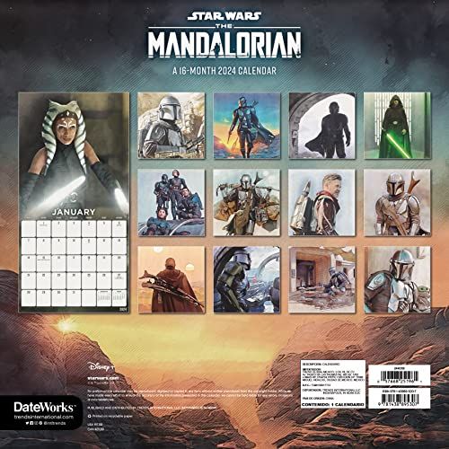 2024 Wall Calendar & Push Pins - The Mandalorian