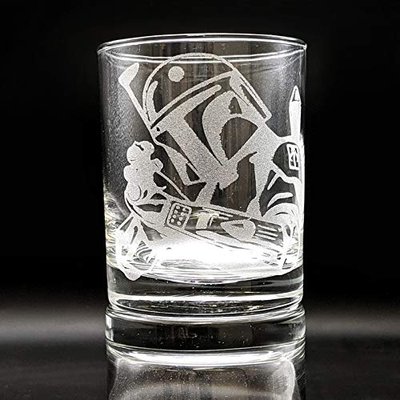 Boba Fett Engraved Whiskey Rocks Glasses, Mandalorian Inspired