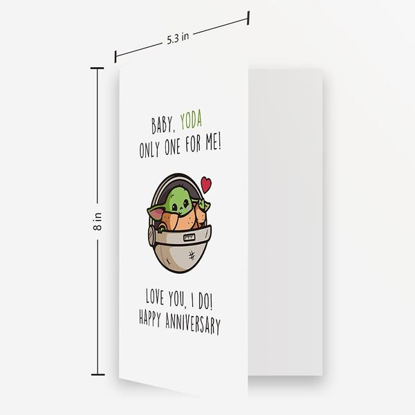 Mandalorian Anniversary Card - Cute, Funny, for Partner, 'Love You I Do' Theme