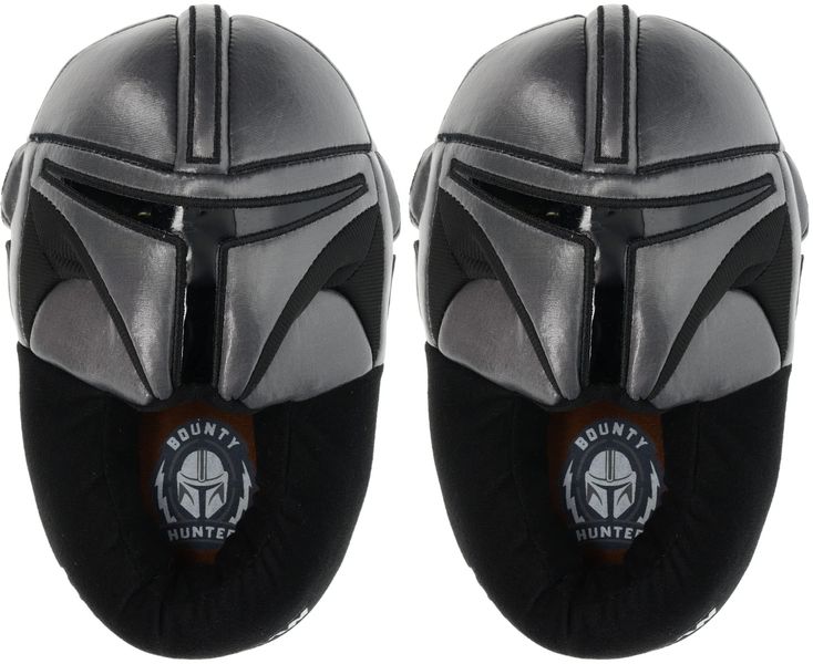 Boys Mandalorian Slipper, Mando Helmet, Grey/Black, Size 12 Big Kid