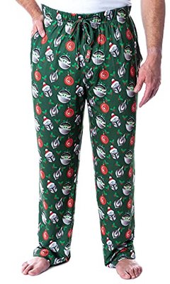 Mandalorian The Child Christmas Ornaments Allover Men's Sleep Pajama Pants Green M