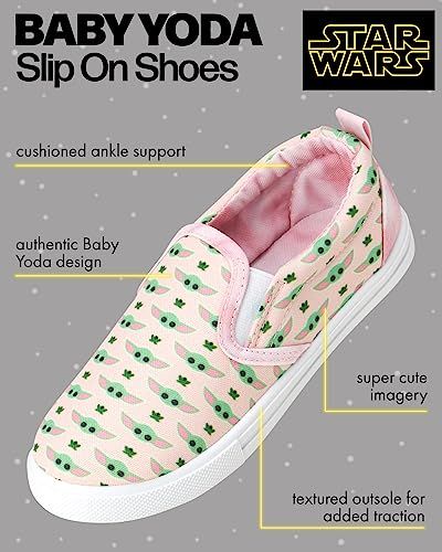 Toddler Girls' Mandalorian Sneakers - Baby Yoda Grogu Slip-On Shoes, Size 10 Toddler