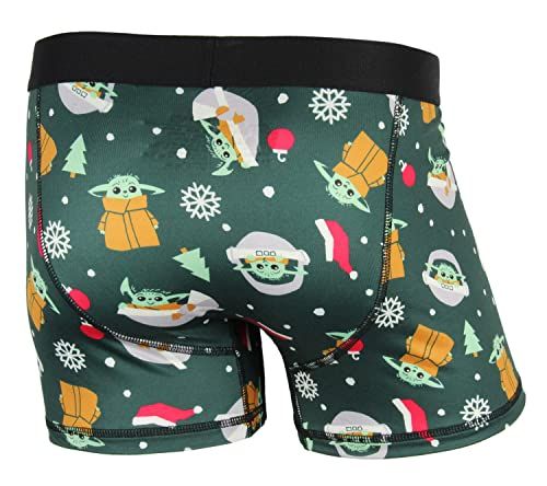 Men's Grogu Baby Yoda Holiday Boxer Briefs Underwear, Green Medium