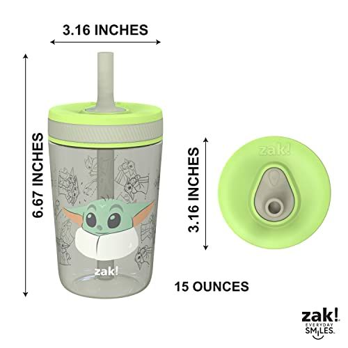 Mandalorian Kelso Toddler Sippy Cups 15oz - Leakproof, Baby Yoda & Grogu, 2 Pack