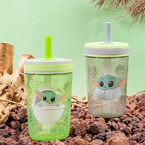 Mandalorian Kelso Toddler Sippy Cups 15oz - Leakproof, Baby Yoda & Grogu, 2 Pack