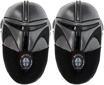 Slipper - Full Body Mando Helmet Novelty Slipper, Grey/Black, Size 10-11 Little Kid, Boys Mandalorian