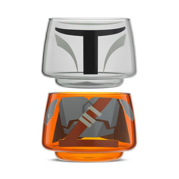 Stackable Drinking Glasses 8oz The Mandalorian, Head and Body Glass Set of 2