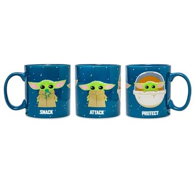 Mandalorian Baby Yoda Grogu 20oz Ceramic Mug - Protect Attack Snack Design