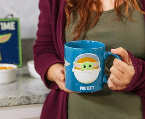 Mandalorian Baby Yoda Grogu 20oz Ceramic Mug - Protect Attack Snack Design