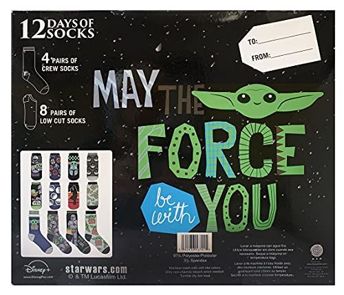 Baby Yoda Men's 12 Days of Socks Advent Gift Box The Mandalorian