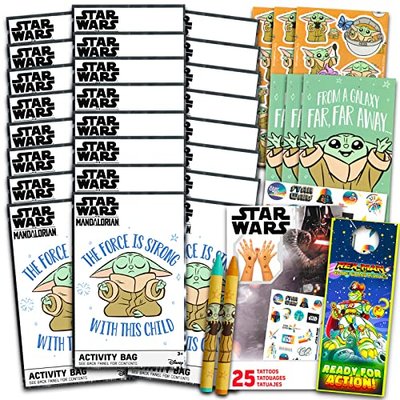 Baby Yoda Birthday Party Favors - 24 Pack, Mandalorian Themed Play Packs with Coloring Books, Stickers